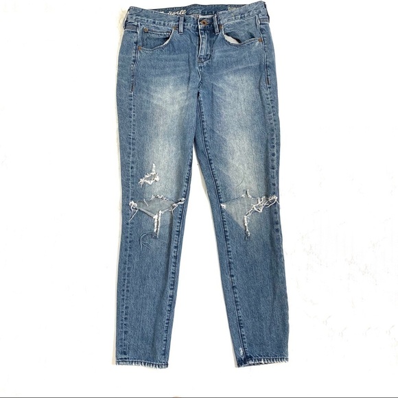 MADEWELL Distressed High-Rise Slim Boyjean 25 - Picture 1 of 6
